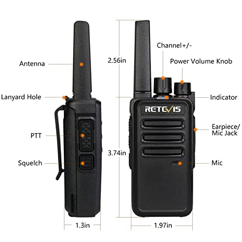 Retevis RT68 Two-Way Radios Long Range, Walkie Talkies for Adults, 2 Way Radio with Earpiece, Walkie Talkie Rechargeable with Charging Base, for Manufacturing Restaurant Business School(10 Pack)