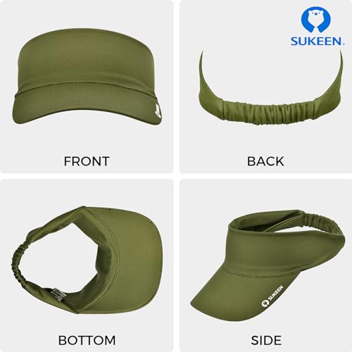 Sukeen Cooling Stretchy Visor Free Size Cool Hat with UV Protection Brim Peak Vizor for Golf,Tennis,Cycling,Running (Army Green)