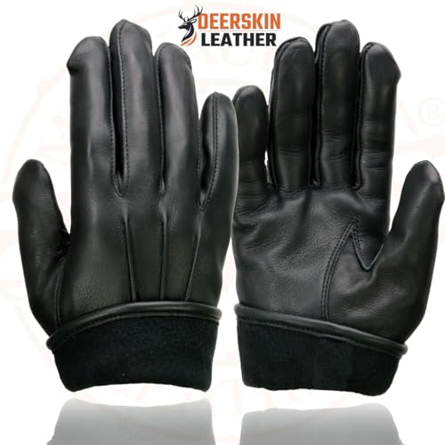 Milwaukee Leather SH865 Men's Black Thermal Lined Deerskin Motorcycle Hand Gloves W/Sinch Wrist Closure - X-Small