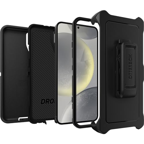 OtterBox Samsung Galaxy S24+ Defender Series Case - BLACK, rugged & durable, with port protection, includes holster clip kickstand