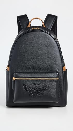 MCM Men's Stark Leather Backpack Medium, Black, One Size