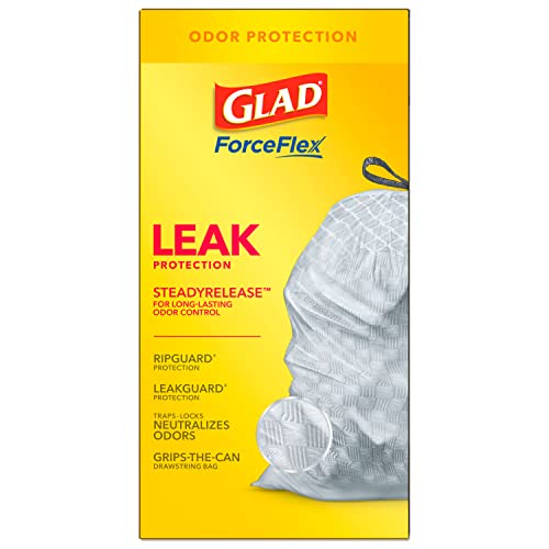 Glad Trash Bags, ForceFlex Tall Kitchen Drawstring Garbage Bags, Fresh Clean, 13 Gal, 40 Ct (Package May Vary)