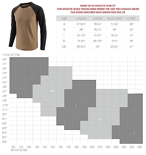 HETHCODE Men's Casual Slim Fit Long Raglan Sleeve Baseball Workout Active Sports Gym Hiking T Shirts Black/F.Red XL