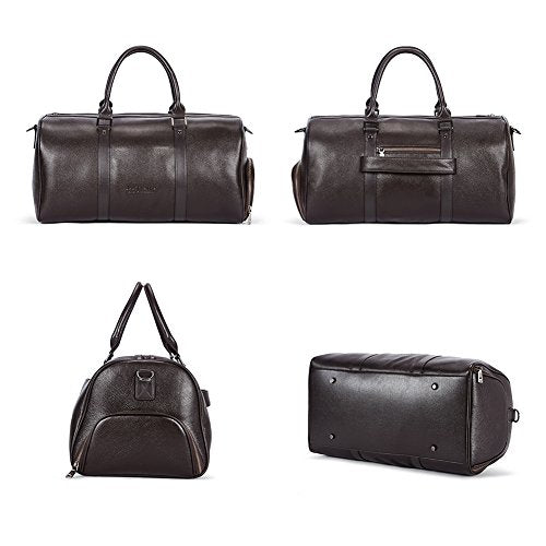 BOSTANTEN Genuine Leather Travel Weekender Overnight Duffel Bag Gym Sports Luggage Tote Duffle Bags for Men