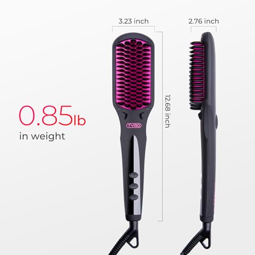 TYMO One-Step Hair Straightening Brush with Negative Ions, Ceramic Heating, 16 Temperature Settings, LCD Display, and Anti-Scald Safety Design for All Ages