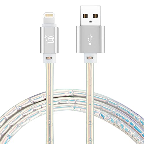 LAX Premium Stitched [Apple MFi Certified] Fast Charger iPhone Lightning Cable, iPhone Cord Compatible with iPhone 14/13 /12/11 Pro Max/XS MAX/XR/XS/X/8/7/6S/SE/iPad, iPod & More - (6FT-Chrome)