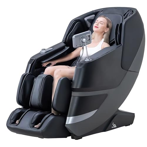 MassaMAX 2024 4D Massage Chair, Full Body Recliner with Zero Gravity, Electric Extendable Footrest, AI Voice Control, Automatic Body Scan, Deep Yoga Stretch, Foot Rollers, and Heat (Deep Black)