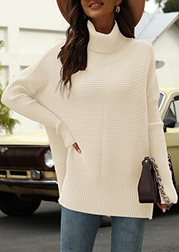 EFAN Women's Turtleneck Oversized Sweaters Fall Outfits Clothes Trendy Long Pullover Knit Winter Tunic Tops Taro M