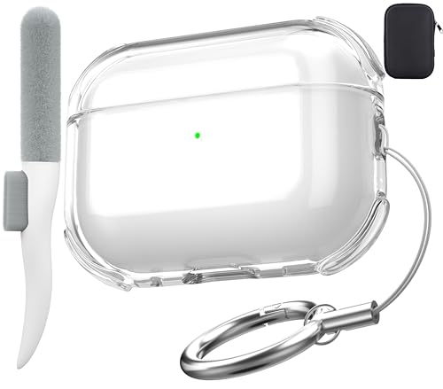 Maxjoy for Airpods Pro 2nd Generation Case Clear, AirPods Pro 2 Cover with Cleaner Kit Transparent Soft TPU Pro2 Shockproof Protective Case Compatible with Apple Airpods Pro 2 2023 USB-C/ 2022, Clear