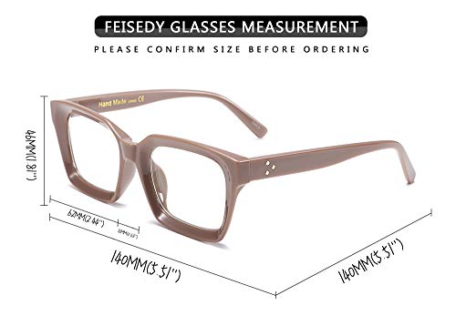 FEISEDY Glasses Frame Womens, Square Thick Eyeglasses Frame, Classic Eyewear for Men B2461