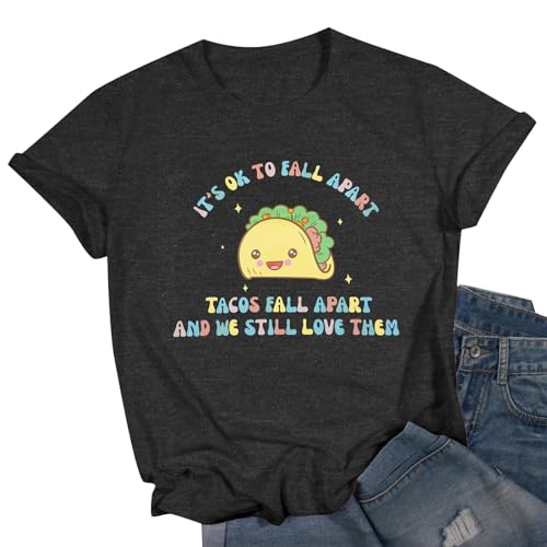 Mental Health Shirt Positive Shirts - Women Motivational Shirt It's Okay to Fall Apart Tee Mental Health Gifts Grey