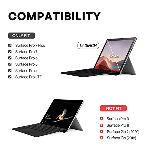 ProCase Case for 12.3 Inch Surface Pro 7 Plus, Pro 7, Pro 6, Pro 5, Pro 4, Pro LTE, Heavy Duty Case, Rugged Shockproof Protective Case with Pen Holder Grip - Black