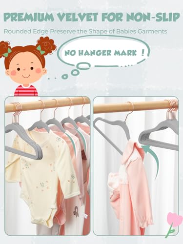 Smartor Premium Baby Hangers Velvet for Closet 50 Pack Black，11.8" Durable Kids Felt Hangers Non Slip for Toddler, Baby Clothes Hangers with 6 Pcs Closet Dividers for Infant/Childrens for Nursery