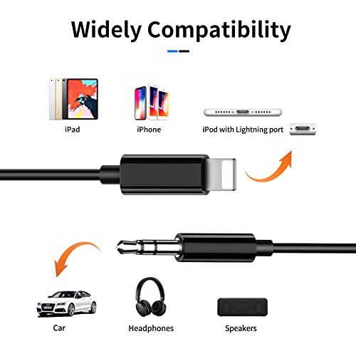 iSkey [Apple MFi Certified] Aux Cord for iPhone, 3.5mm Aux Cable for Car Compatible with iPhone 14 13 12 11 XS XR X 8 7 6 iPad iPod for Car Home Stereo, Speaker, Headphone, Support All iOS Version