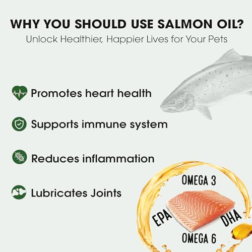 Iceland Pure Salmon Oil | Unscented Pharmaceutical Grade | 1118mg of Omega-3 per teaspoon | Liquid Food Supplement For Dogs and Cats | BPA-Free Brushed Aluminum Epoxy coated Bottle with Pump 8.75oz