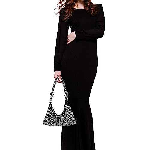 Rhinestone Purse Sparkly Evening bag Silver Clutch Purses for Women Evening, Cross Body Handbags for Party Prom Club Wedding
