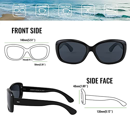 FEISEDY Vintage Square Polarized Sunglasses for Women Men Havana Thick Black Frame B2703