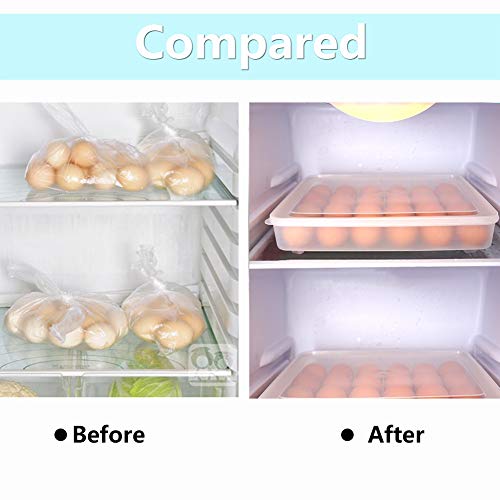 77L Deviled Egg Containers with Lid, (Set of 2), Plastic Deviled Egg Carrier Tray for 60 Eggs, Clear Storage Egg Holder for Refrigerator, Fridge Stackable Countertop Portable Egg Dispenser