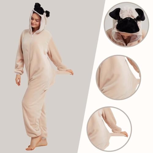 Unisex Adult Cosplay Animal Onesie Halloween Costume Christmas One Piece Pajamas Sleepwear for Women Men, Deer S