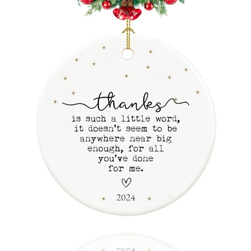Thank You Gifts for Women, Thank You Ornament Appreciation Gifts for Women, Nurse, Teacher, Friends, Sister,Coworker, Boss, 2.9" Ceramic Thank You Christmas Ornament 2024
