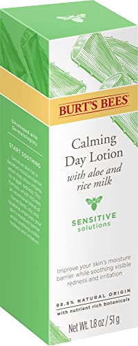 Burt's Bees Valentines Day Gifts, Calming Day Face Lotion With Aloe and Rice Milk, Soothing Face Lotion for Sensitive Skin, 98.9 Percent Natural Origin Skin Care, 1.8 oz. Bottle