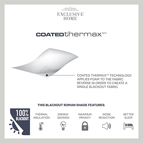 Exclusive Home Ricardo Total Blackout Roman Shade, 23"x64", Black