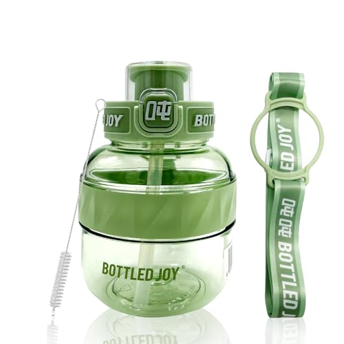 Louis Donné Kids Water Bottle With Straw, 23oz Kawaii Water Bottle with Strap, BPA-Free and Tritan, Resuable Sports Water Bottle,For Bottled Joy Sports Jug, Green