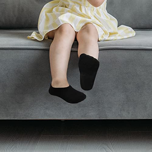 Witwot Kids No Show Socks 10 Pairs Girls Boys Non Slip Sock 5-6 Years Black