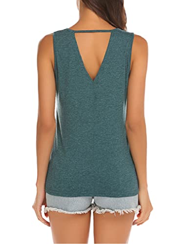 Poetsky Women's American Flag Tank Tops 4th of July Shirts Summer Sleeveless T Shirts (M, Flag Black)
