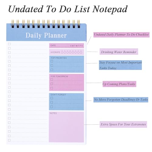 MSTONAL Do List Notepad, 52 Sheets To Do List Planner, 5.2"x7.8" To Do List Notebook, Undated Daily Planner 2024 for School/Office Supplies