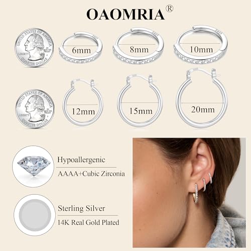 Dainty Silver Stud Earrings Set For Women Non Tarnish Sterling Silver Earrings Hoops Huggie Earrings For women Silver Hoop Earrings Double Piercing Earrings For Two Holes Set