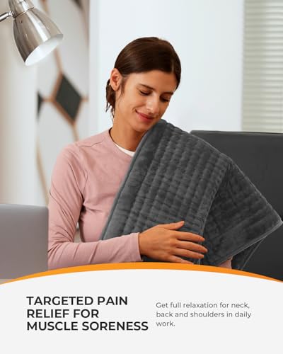 Heating Pad for Back, CooCoCo Heated Pad with Strap for Period Cramps, Electric Heat Pad for Neck Shoulders Lower Back, 10 Heat Settings, Auto Off, Moist Heat, Christmas Gifts for Women Men, 12" x 24"