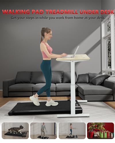 Walking Pad Treadmill with Incline Under Desk Treadmill 2.5 HP Portable Walking Pad 2 in 1 for Walking and Jogging, Under Desk Treadmill for Home Office with Remote Control.