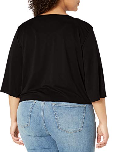 Star Vixen womens 3/4 Sleeve Tiefront Shrug Sweater, Black Solid, Small US