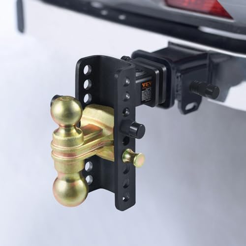 VEVOR Adjustable Trailer Hitch, 6-Inch Drop & 4.5-Inch Rise Hitch Ball Mount with 2-Inch Receiver, Solid Tube, 14,000 lbs GTW, 2-Inch and 2-5/16-Inch 45# Steel Tow Balls with Key Lock for Truck Towing