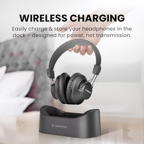 Avantree HT5009 Plus - Wireless Headphones for TV Watching with Bluetooth Transmitter & Charging Dock, Long Range, Low Latency, Pass-Through Support, and Clear Voice Mode for Seniors & Hard of Hearing