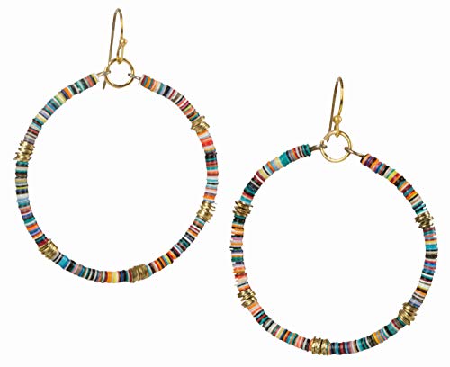 SPUNKYsoul Handmade Bohemian Multi-Colored Sequin Hoop Gold Earrings (SMALL DISC)