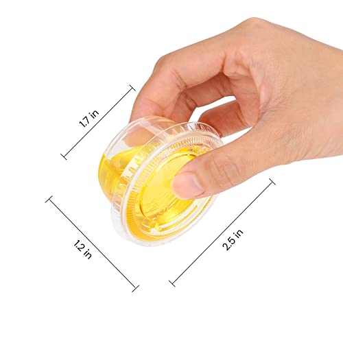 EDI [1 OZ, 100 Sets] Clear Disposable Plastic Portion Cups with Leakproof Lids | Jello Shot Cups | Condiment and Dipping Sauce Cups | Souffle Cups | BPA Free | Recyclable