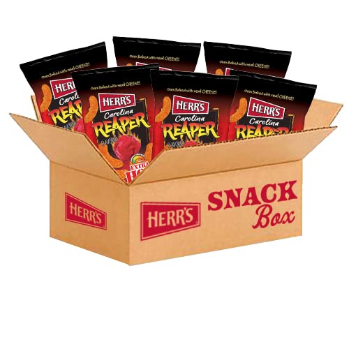 Herr's Snacks - Gluten-Free Spicy Snacks For Adults and Kids - Carolina Reaper Cheese Curls - 6 Ounce (Pack of 6)