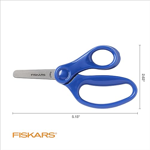 Fiskars 5" Blunt-Tip Scissors for Kids 4+ - Scissors for School or Crafting - Back to School Supplies - Blue