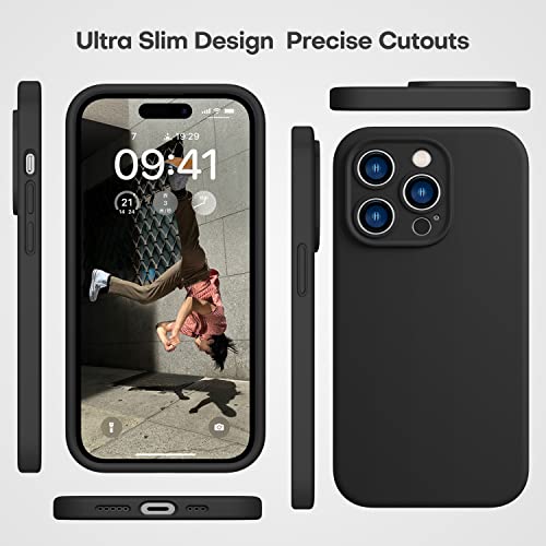 CellEver Heavy-Duty Silicone Case for iPhone 14 Pro - Military Drop Protection, Camera Shield, Scratch-Free Interior, Black