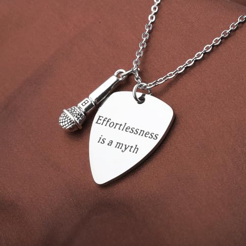 BEKECH Music Lover Necklace Singer Fans Gift Guitar Pick Pendant Necklace Outfits Jewelry Accessories Music Singer Fans Gift (Effortlessness is a myth)