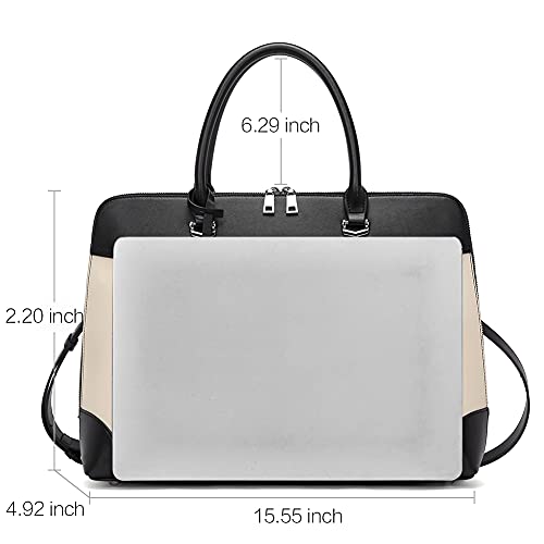 CLUCI Leather Briefcase for Women 15.6 Inch Laptop Business Vintage Slim Ladies Shoulder Bag