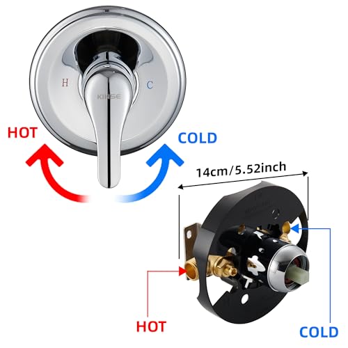KINSE Shower Faucet Set, Shower Head and Faucet Set With 5 Inches Rain Shower Fixtures, 5-Spray Shower Valve and Trim Kit, Single Handle Control Shower Faucet Set with Valve (Matt black)