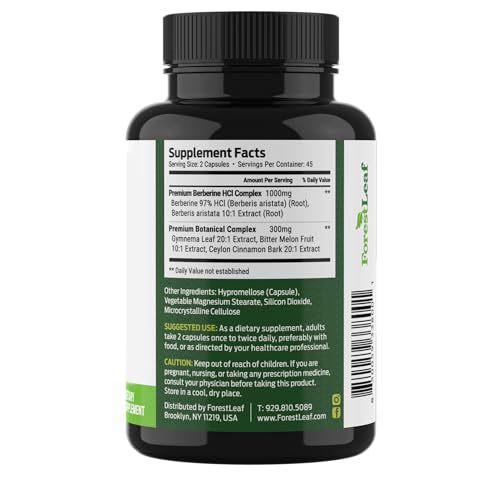 Berberine Supplement 1300mg per Serving- 97% Tested Ultra High Potency Berberine HCl with Ceylon Cinnamon, Bitter Melon & Gymnema, 10:1 Extract Berberis Supplements, Weight Management, 90 Veggie Caps