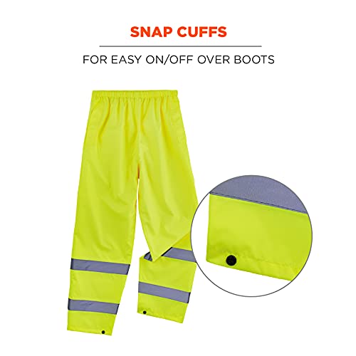 Ergodyne Standard Class E Lightweight Hi-Vis Rain Pants, Lime, Small