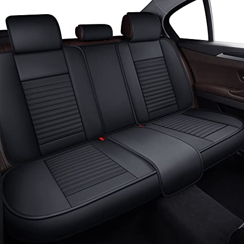 LINGVIDO Universal Car Seat Cover, Breathable and Waterproof Faux Leather Automotive Seat Covers for Cars SUV Sedan (Full seat, White & Light Blue)