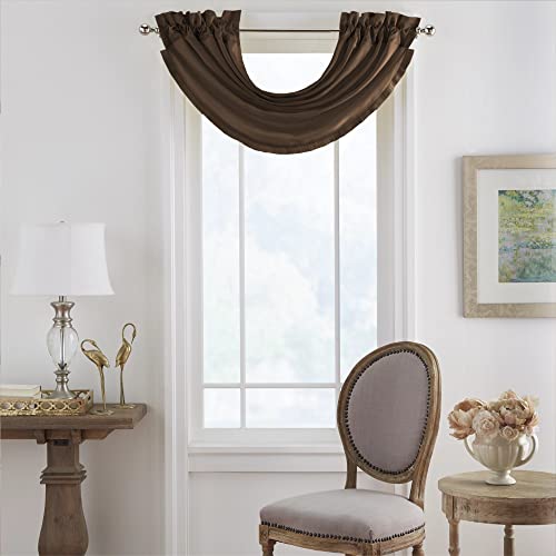 Elrene Home Fashions Versailles Faux-Silk Room-Darkening Curtain Panel, Blackout Curtain with Rod Pocket, 52 Inches by 84 Inches, Chocolate Brown, 1 Panel