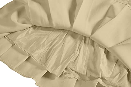 EXCHIC Women's High Waist Pleated Skater School Tennis Skirts (S, Beige)