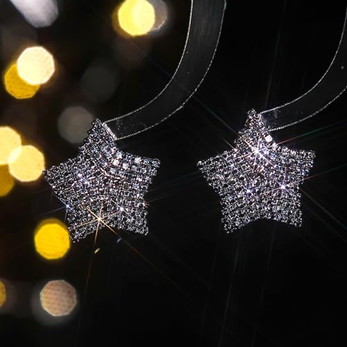 Black Rhinestone Star Earrings for Women Sparkling Star Stud Earrings Party Prom Dress Jewerly Wedding Gifts